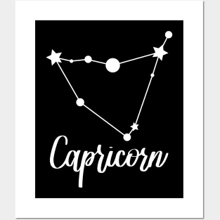 Capricorn Zodiac in White Posters and Art